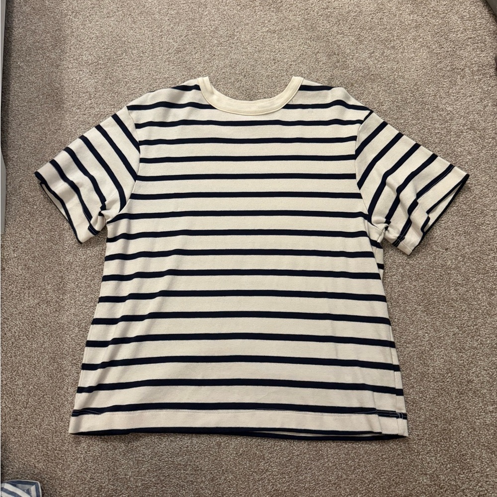 Citizens of Humanity Striped Black and Cream T-Shirt size M
